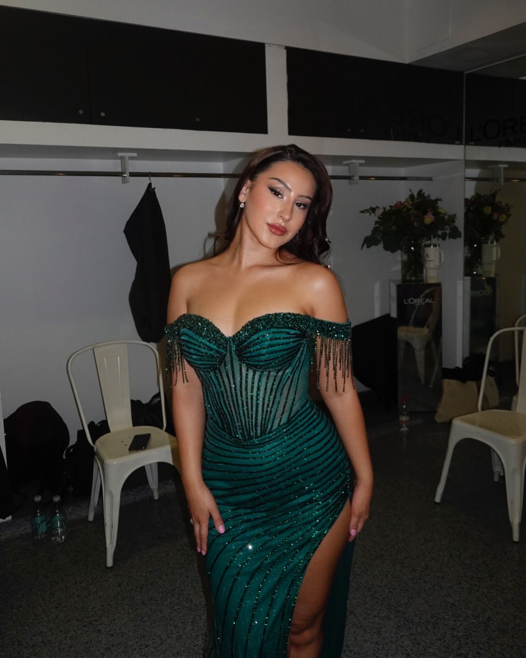 Carla antes de la gala del Copihue de Oro